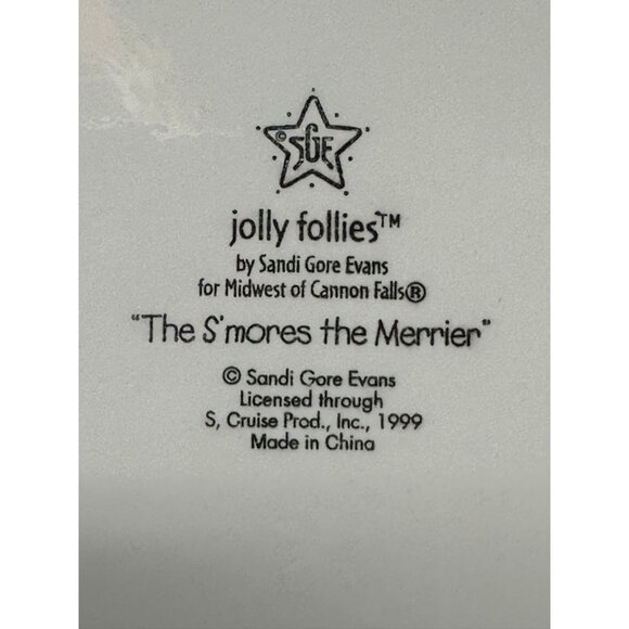 (2) SANDI GORE EVANS THE S'MORES THE MERRIER Jolly Follies Dinner Plates Snowmen - Picture 10 of 13